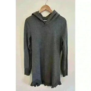We Are Sundays One Ruffle Hooded Sweatshirt Dress Long Sleeve Size Small Gray